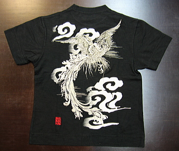 和柄半袖Tシャツ 鳳凰刺繍